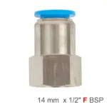 PU HOSE FITTING STRAIGHT STUD 14MM-1/2 F