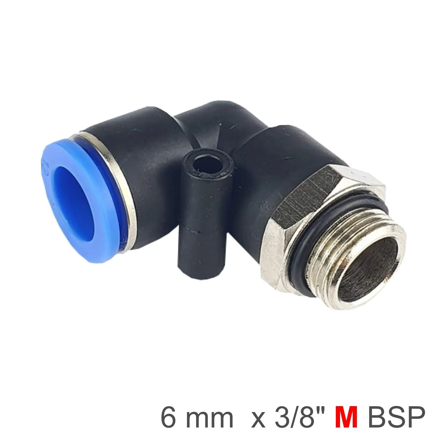 SPL06-G03.webp ELBOW W/O-RING 6MM-3/8 M PU HOSE FITTING - Image 1