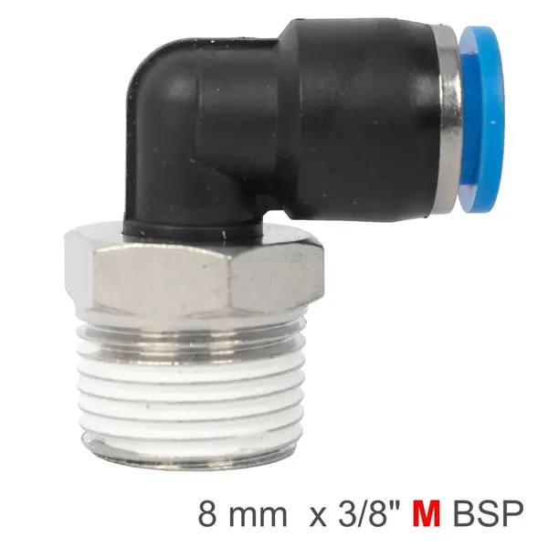 ELBOW 8MM-3/8 M PU HOSE FITTING