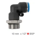 PU HOSE FITTING ELBOW W/O-RING 10MM-1/2M