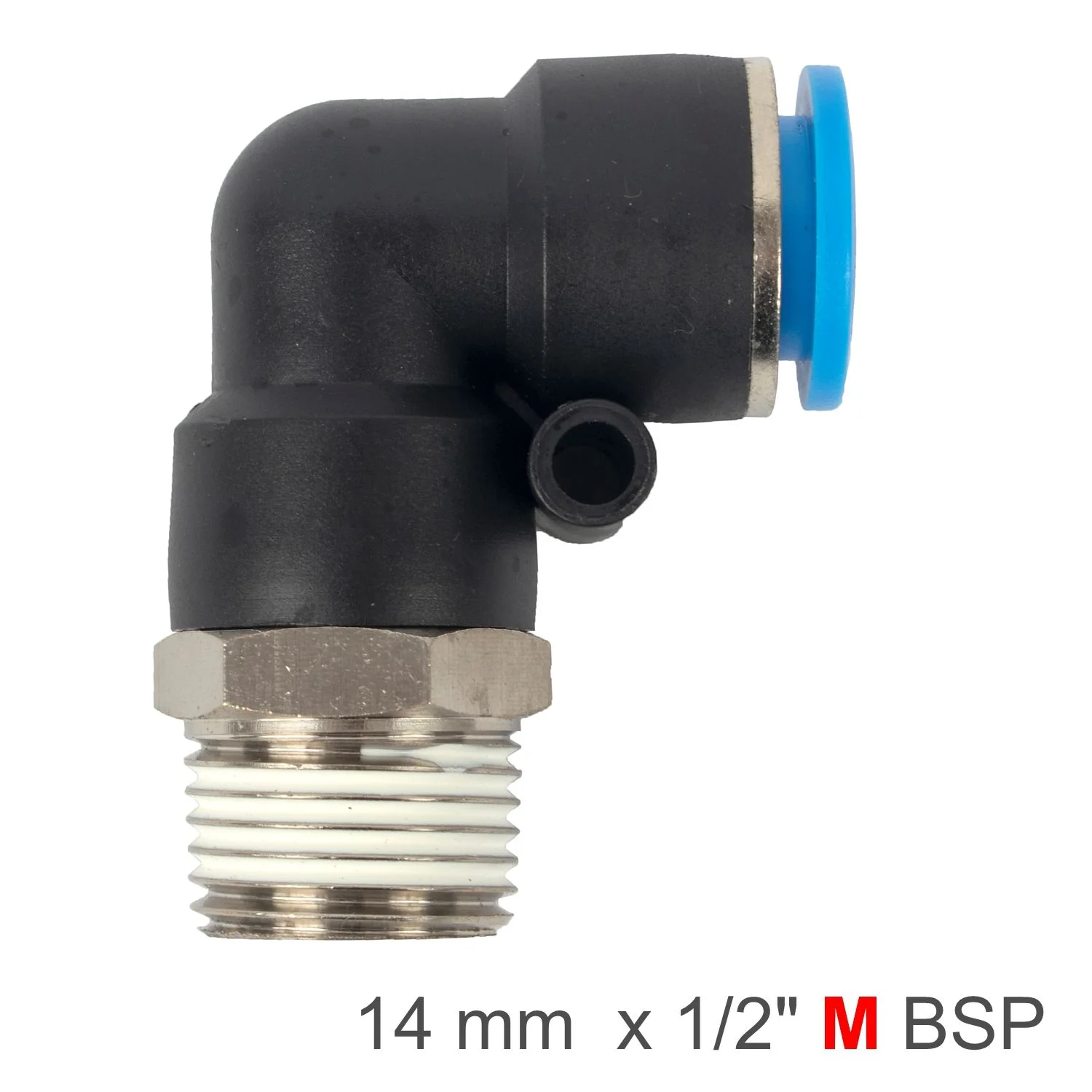 SPL14-04.webp ELBOW 14MM-1/2 M PU HOSE FITTING - Image 1