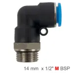 ELBOW W/O-RING 14MM-1/2″ M PU HOSE FITTING