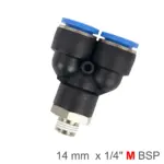 PU HOSE FITTING Y JOINT 14MM-1/4 M