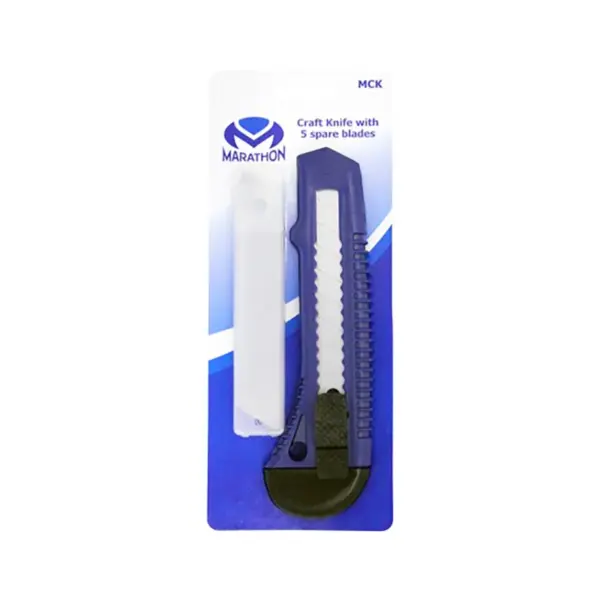KNIFE UTILITY MARATHON SNAP OFF 18MM + 5 SPARE BLADES MCK