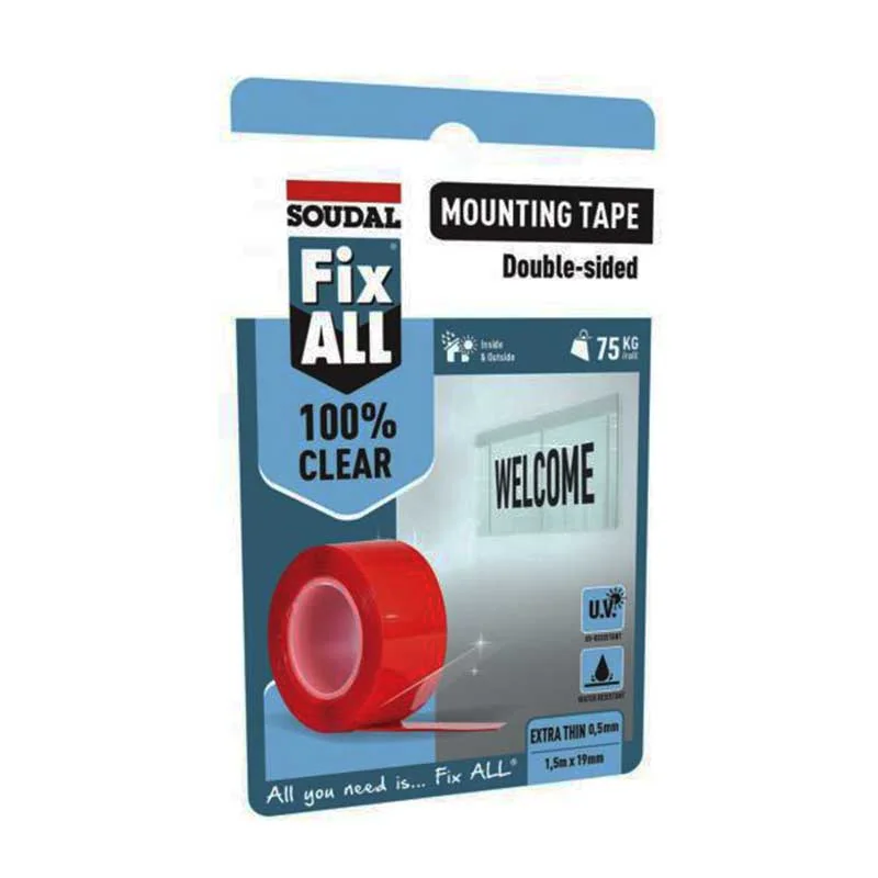 T11472.webp TAPE DOUBLE SIDED MOUNTING 1.5MT*19MM 75KG SOUDAL 155603 - Image 1