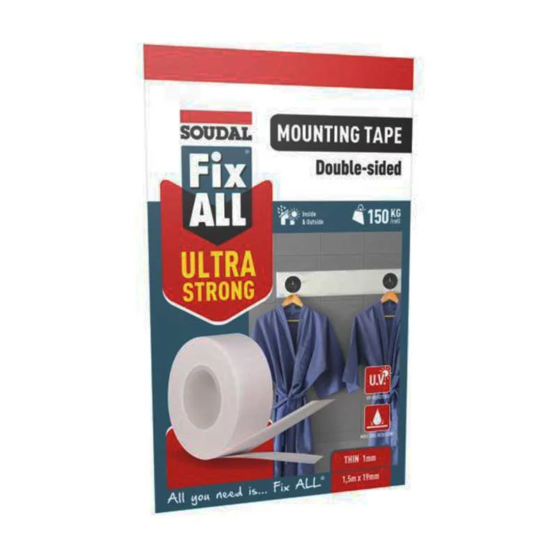 T11473.webp TAPE DOUBLE SIDED MOUNTING 1.5MT*19MM 150KG SOUDAL 155604 - Image 1