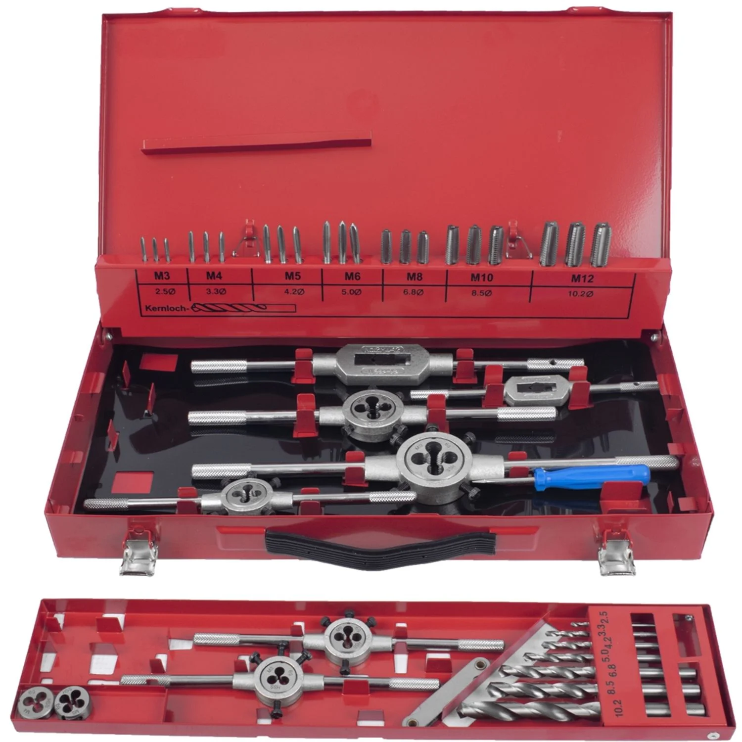 T9441.webp TAP AND DIE SET 44PCE 3-12MM HSS IN METAL CASE - Image 1