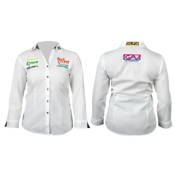 LADIES WHITE 3/4 SAGA BLOUSE 2X-LARGE