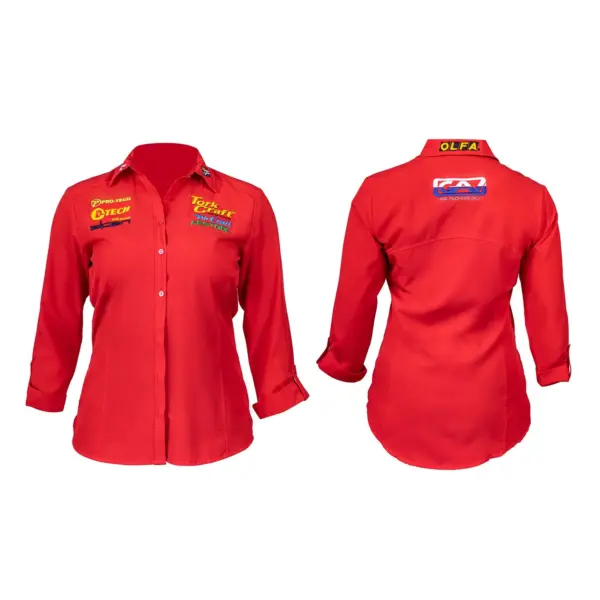 LADIES RED 3/4 GENEVA BLOUSE SMALL