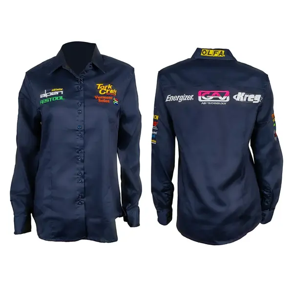 VERMONT LADIES COTTON SHIRT NAVY BLUE MEDIUM - LONG SLEEVE