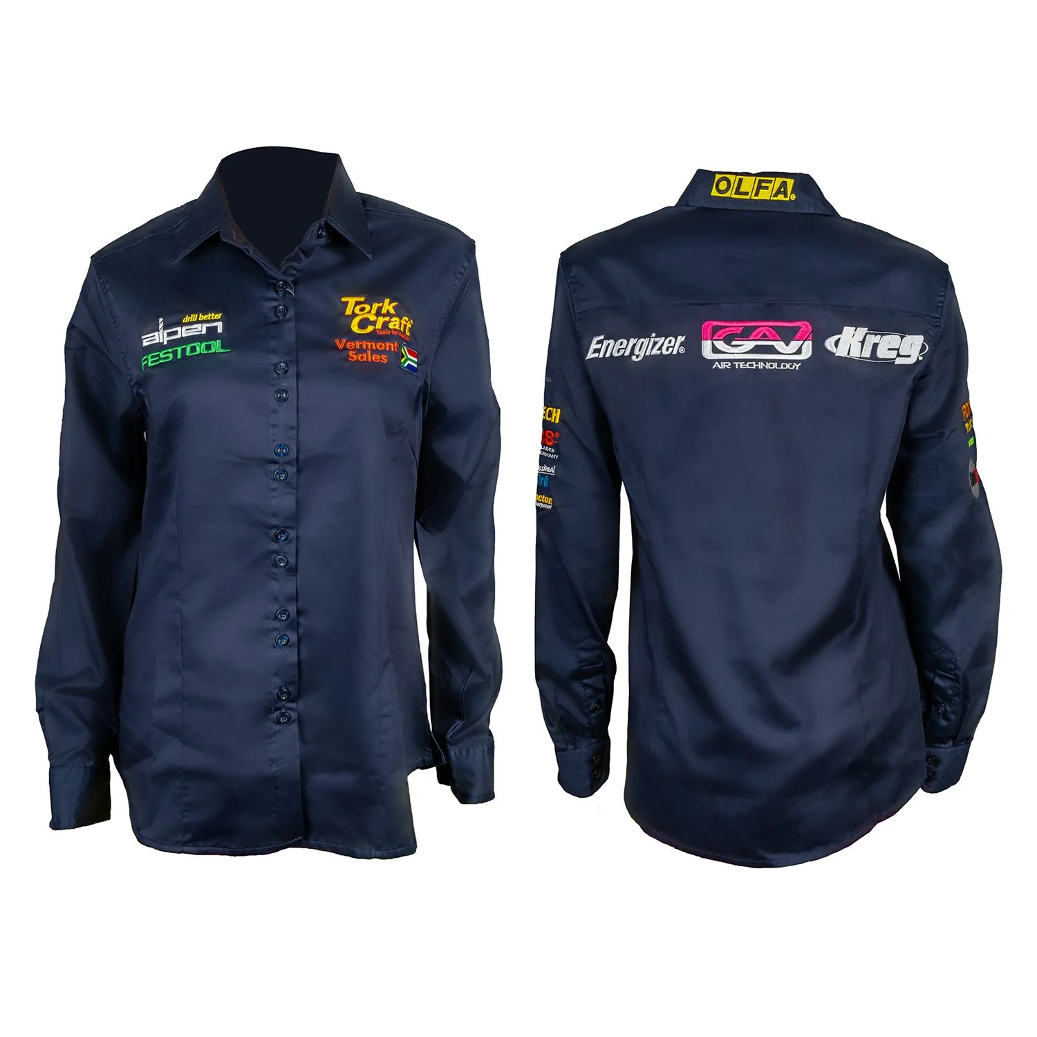 TC01711.webp VERMONT LADIES COTTON SHIRT NAVY BLUE XLARGE - LONG SLEEVE - Image 1