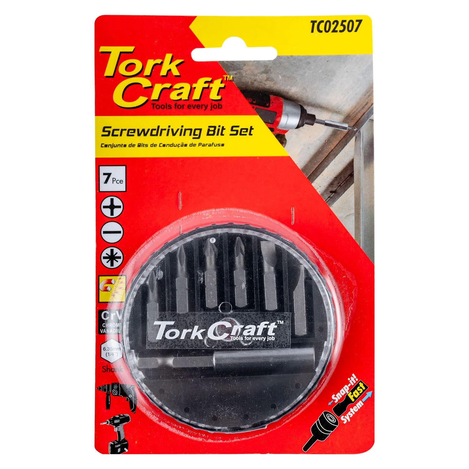 TC02507.webp SCREWDRIVER BIT SET 7PCS(PH1/2.PZ1/2 SLOTTED6/7MM) - Image 1