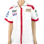 VERMONT LADIES - WHITE/RED COTTON SHIRT - MEDIUM