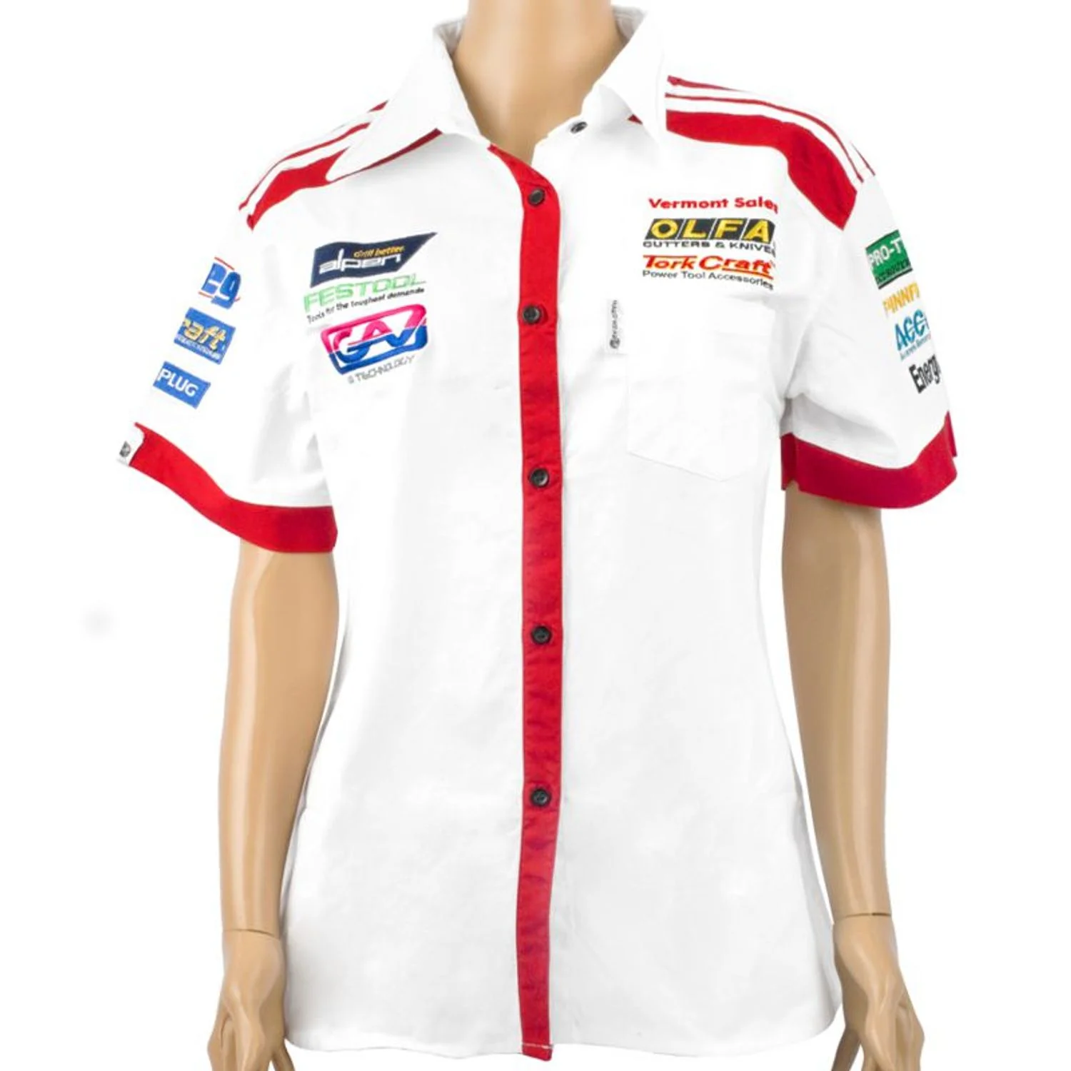 TC027906.webp VERMONT LADIES - WHITE/RED COTTON SHIRT - 3X-LARGE - Image 1