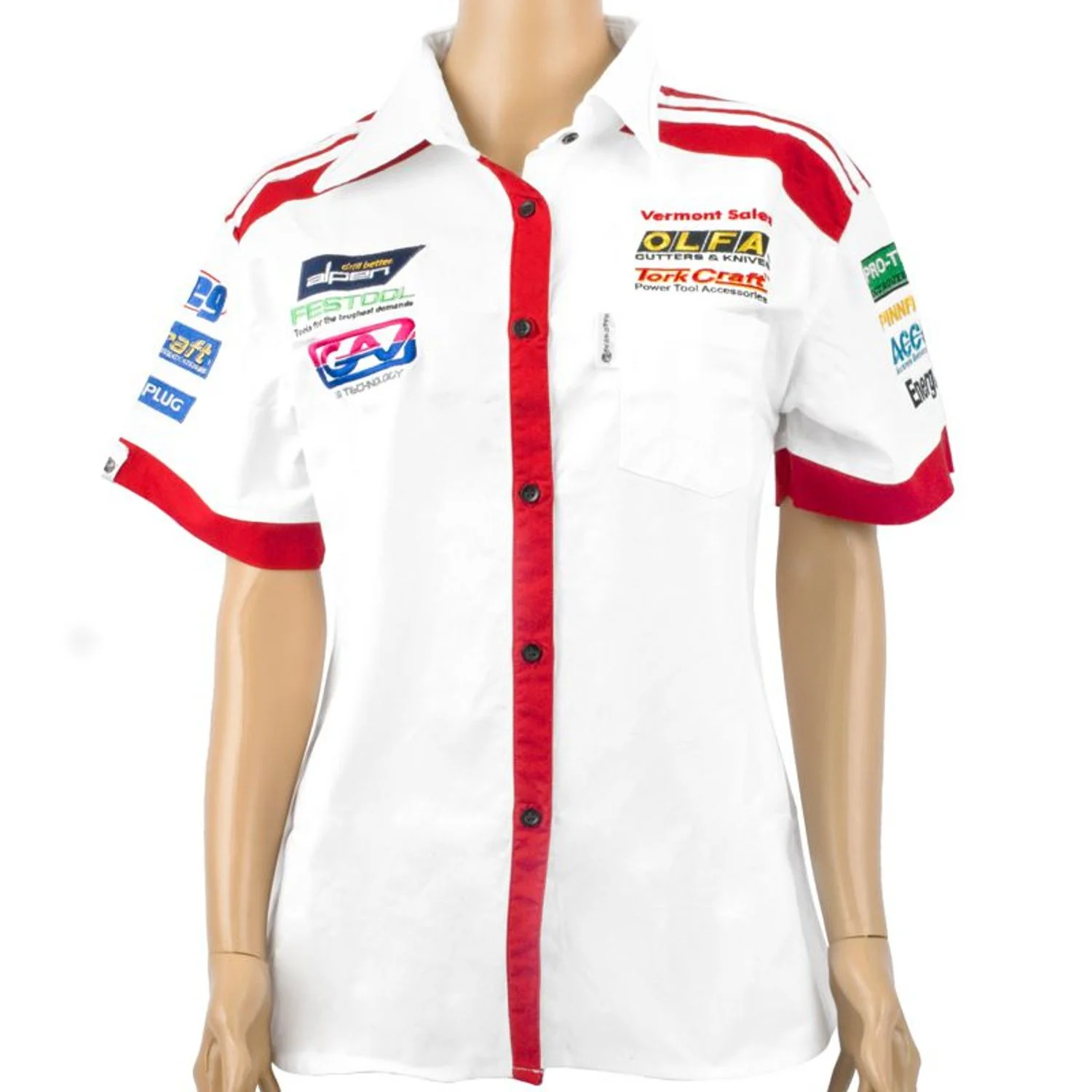 TC027907.webp VERMONT LADIES - WHITE/RED COTTON SHIRT - 4X-LARGE - Image 1