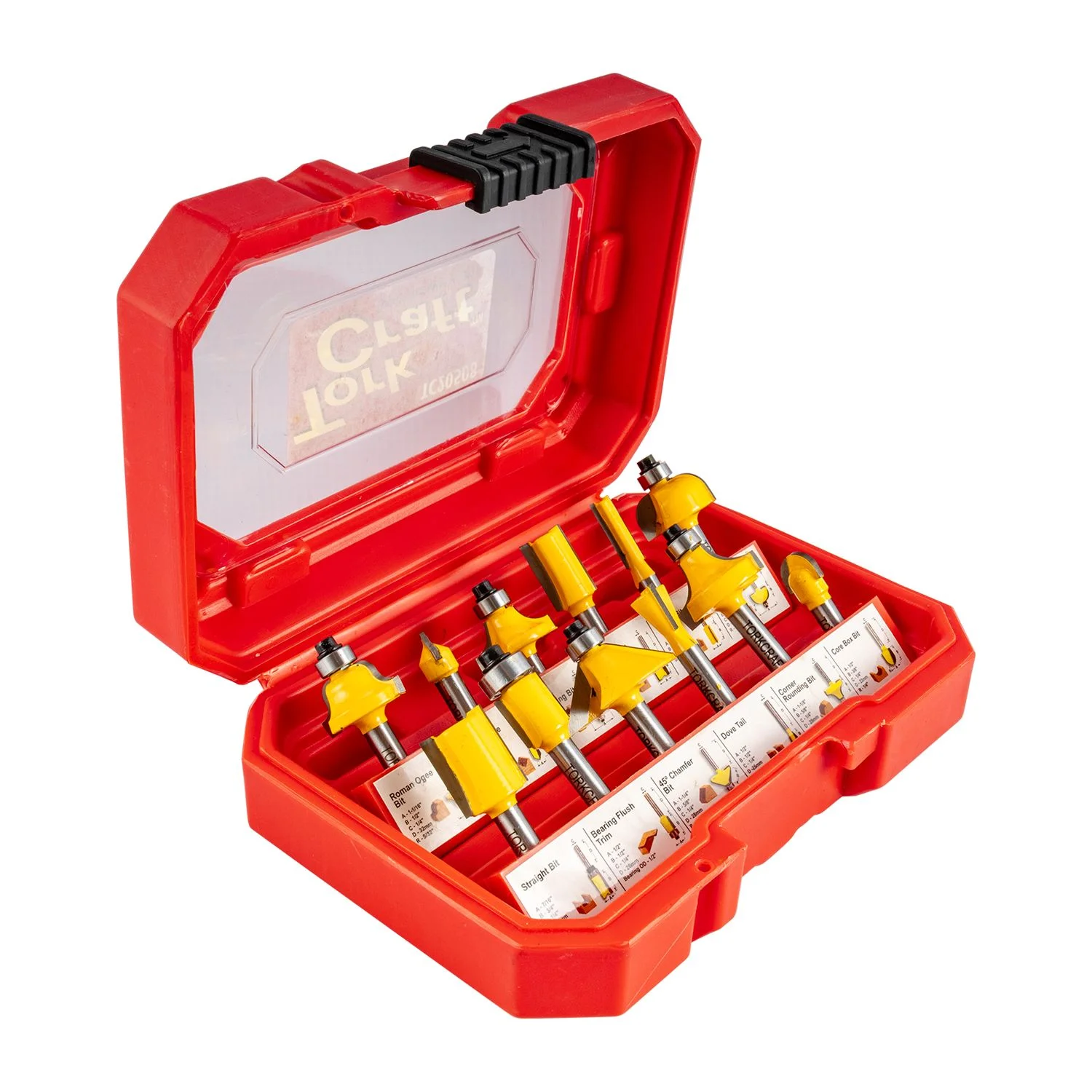 TC20508.webp ROUTER BIT SET 12PC 1/4″ SHANK HARD CASE - Image 1