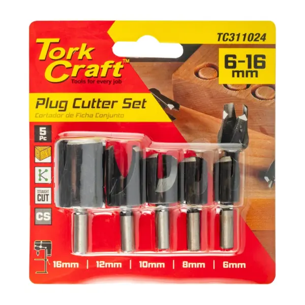 5PCE PLUG CUTTER SET 6-8-10-12-16MM