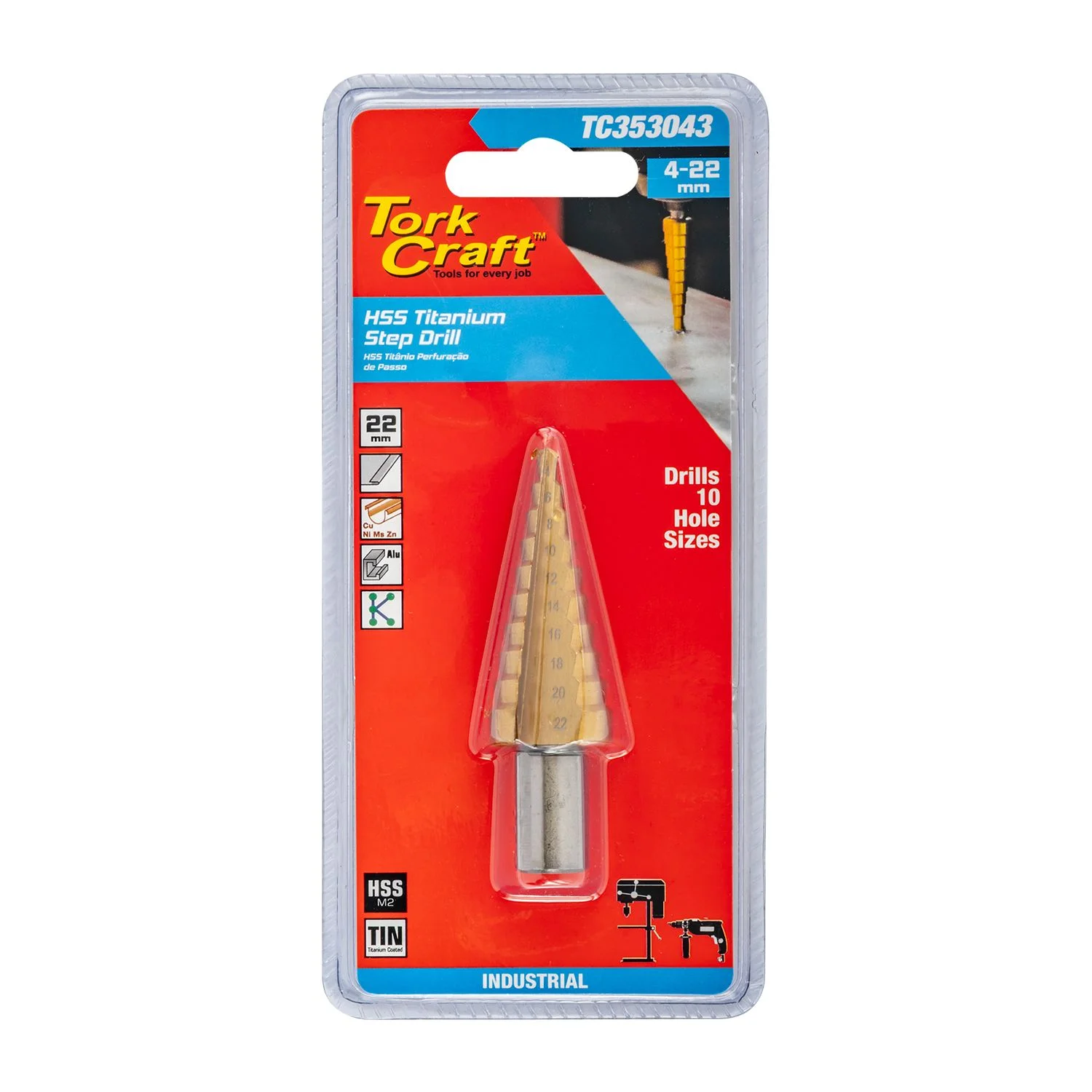 TC353043.webp STEP DRILL HSS 4-22MMX2MM - Image 1