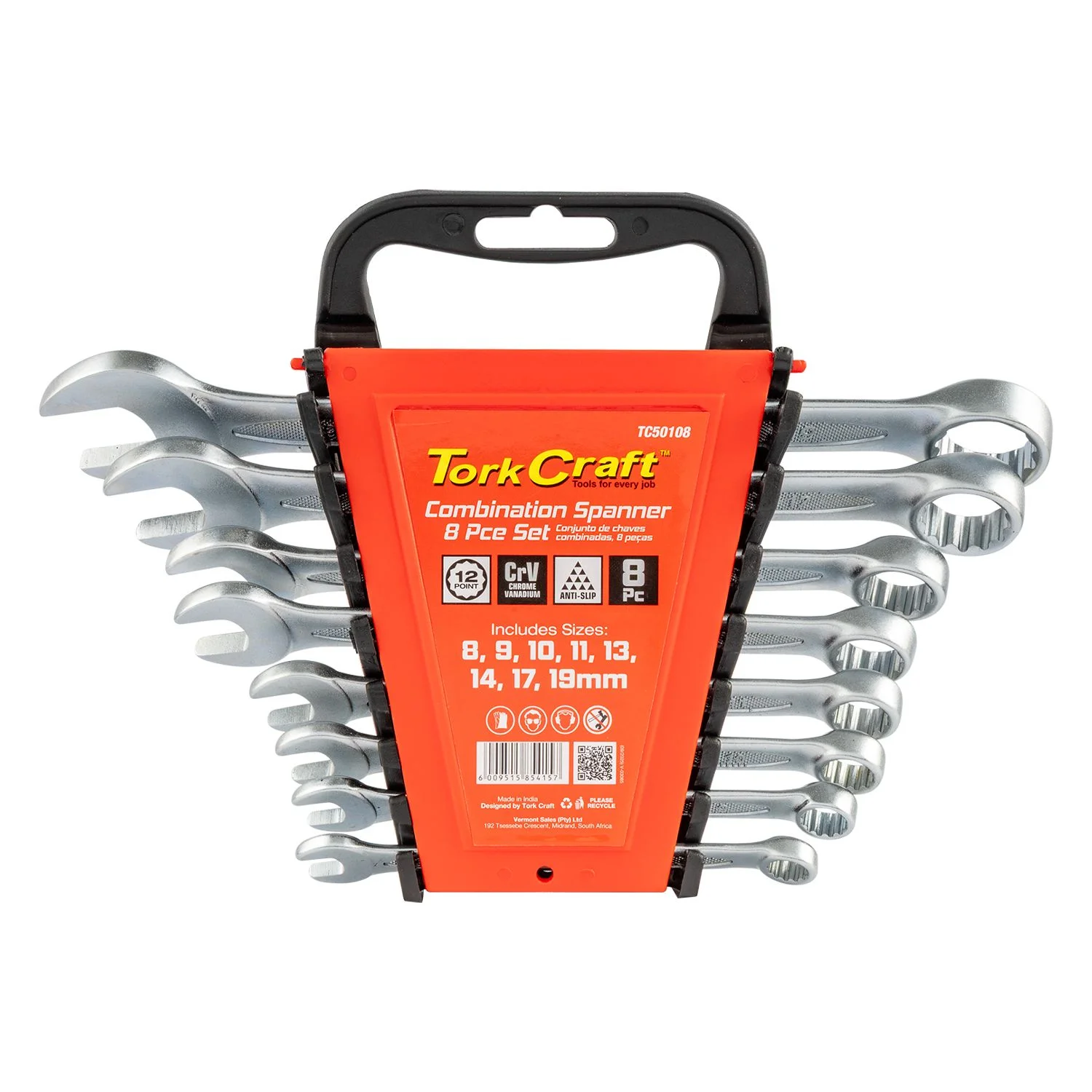 TC50108.webp 8PCS COMBINATION SPANNER SET 8-9-10-11-13-14-17-19MM - Image 1