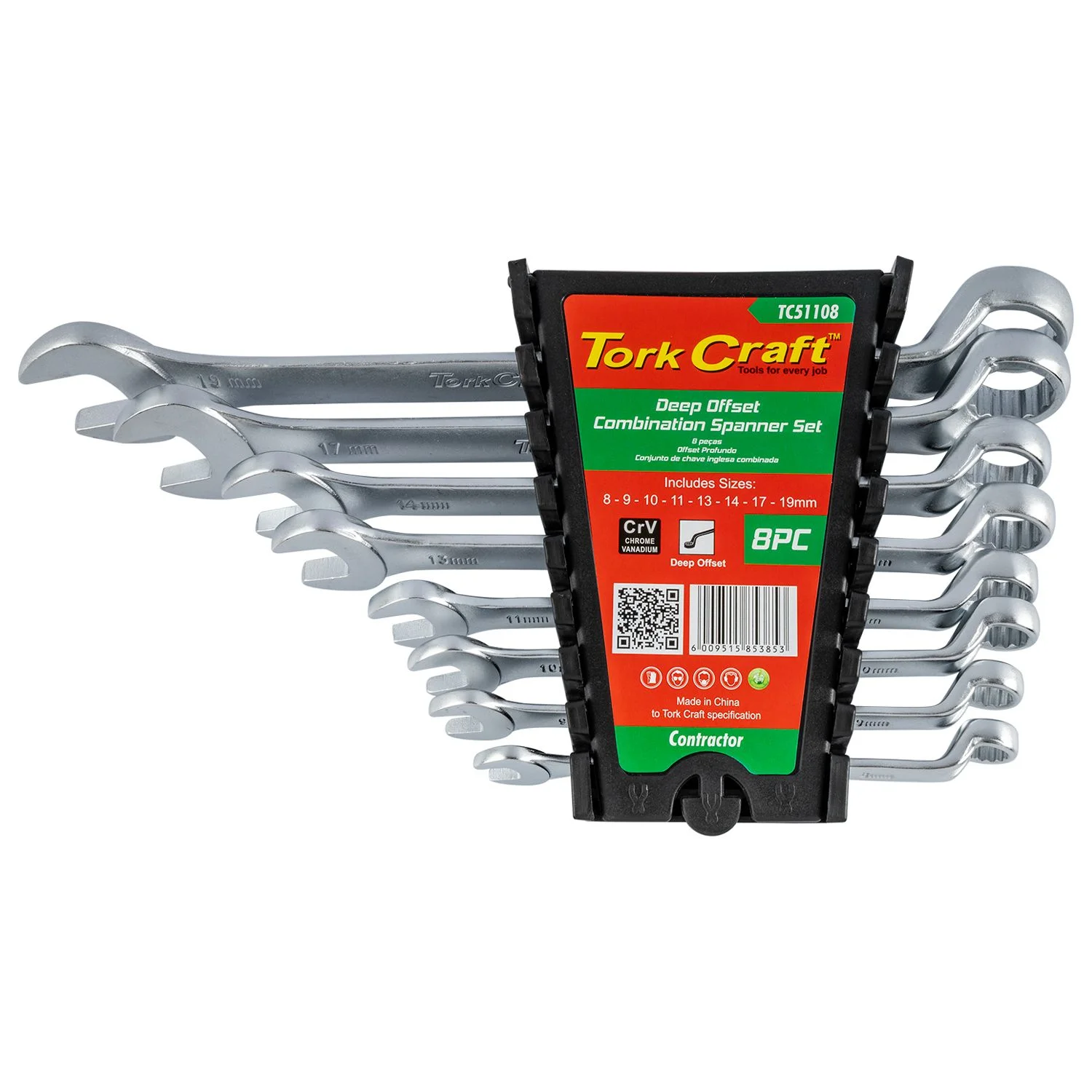 TC51108.webp 8PCS DEEP OFFSET COMBINATION SPANNER SET 8-9-10-11-13-14-17-19MM - Image 1