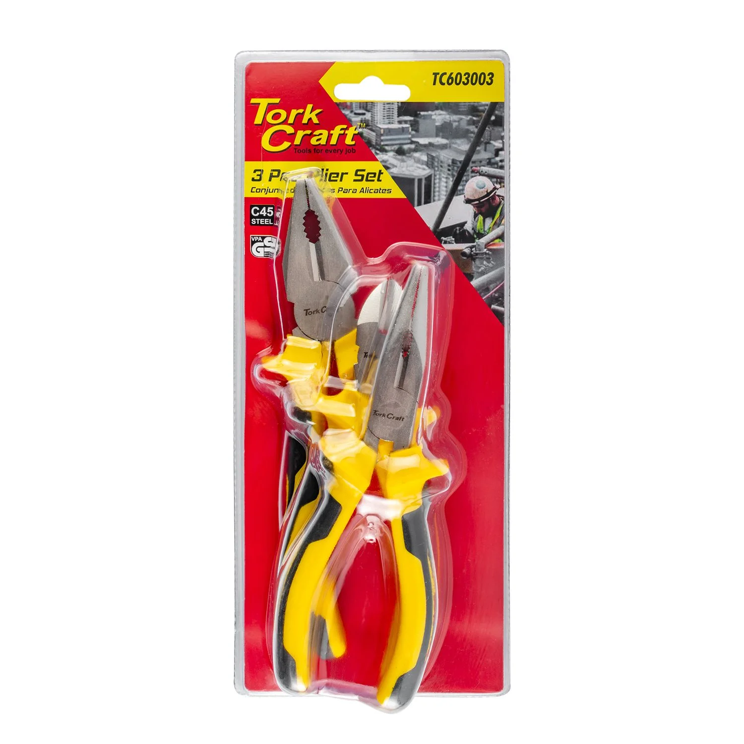 TC603003.webp PLIER 3PC KIT COMB SIDE LONG NOSE PLIER SET - Image 1