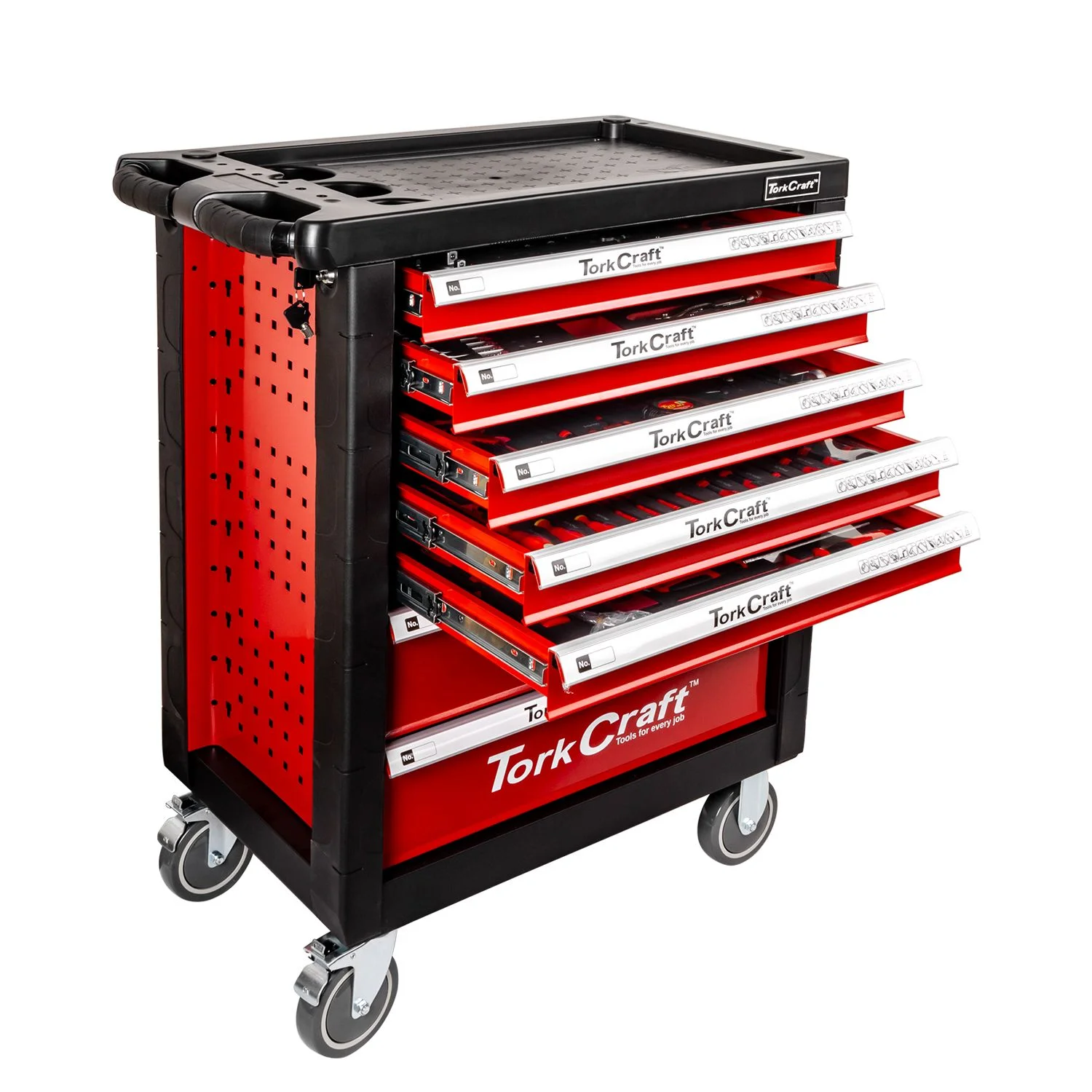 TC620030.webp TORK CRAFT 7 DRAWER 196PC ROLLER BOX CABINET ON CASTORS TROLLY - Image 1