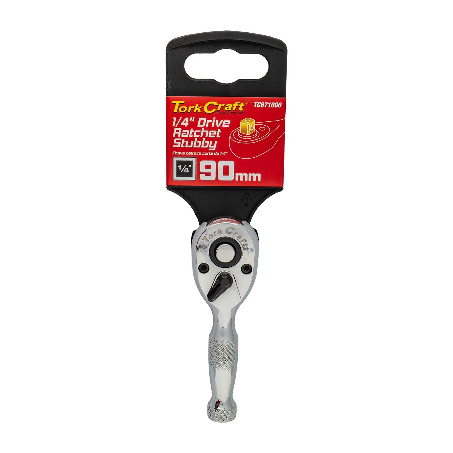 TC671090.webp RATCHET STUBBY 90MM 1/4″ DRIVE STEEL HANDLE - Image 1