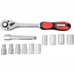 SOCKET and RATCHET SET 12PC 10-22MM 1/2″ DRIVE 12 CRV 12 POINT