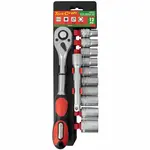 SOCKET and RATCHET SET 12PC 10-22MM 1/2″ DRIVE 12 CRV 12 POINT - Image 2
