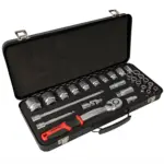 SOCKET and RATCHET SET 27PC 1/2″ DR CRV 8-32MM 12 POINT METAL CASE