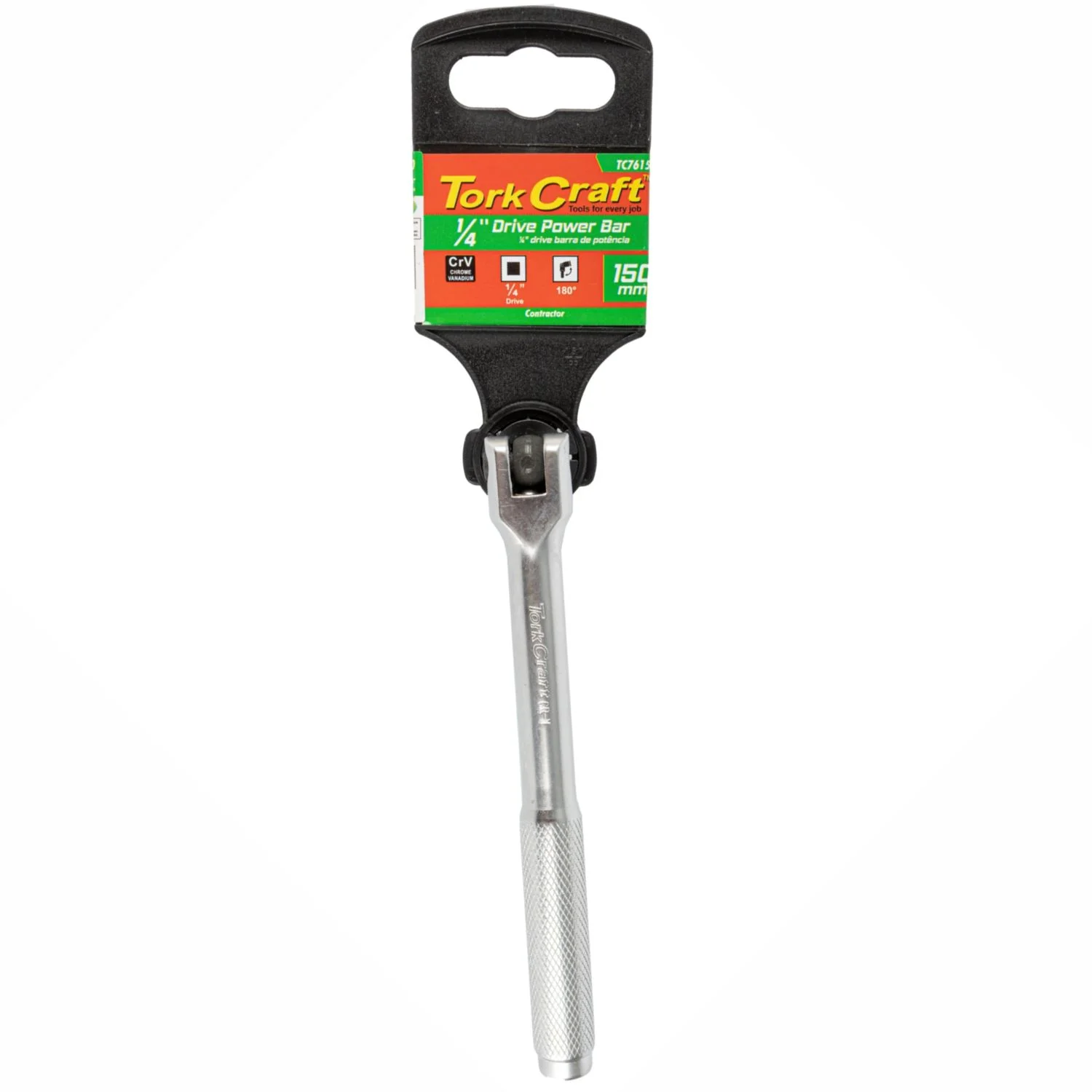 TC76150.webp POWER BAR 1/4″M DRIVE 150MM SWIVEL HEAD STEEL HANDLE SOCKET - Image 1
