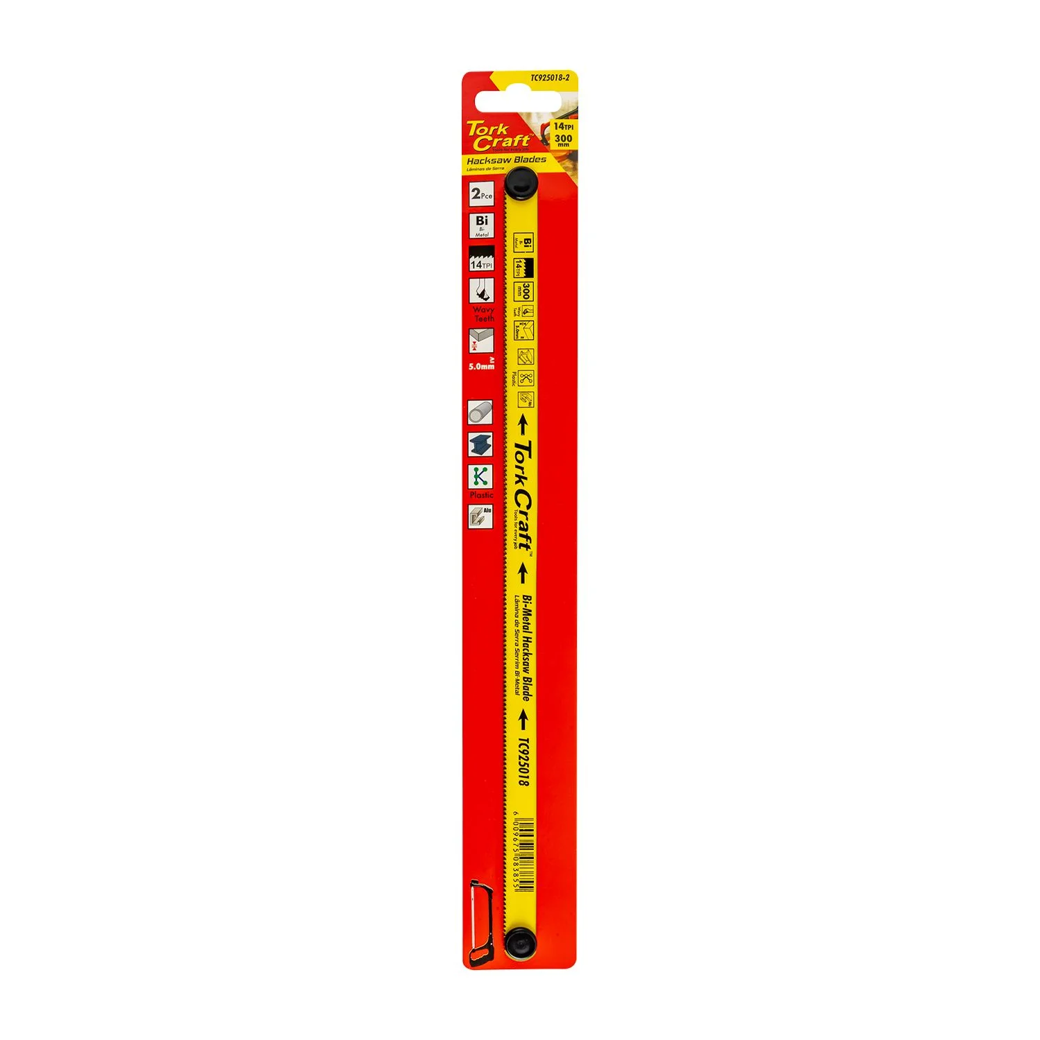 TC925018-2.webp 2PC HACKSAW BLADE BI-METAL 14TX300 HANGING CARD - Image 1