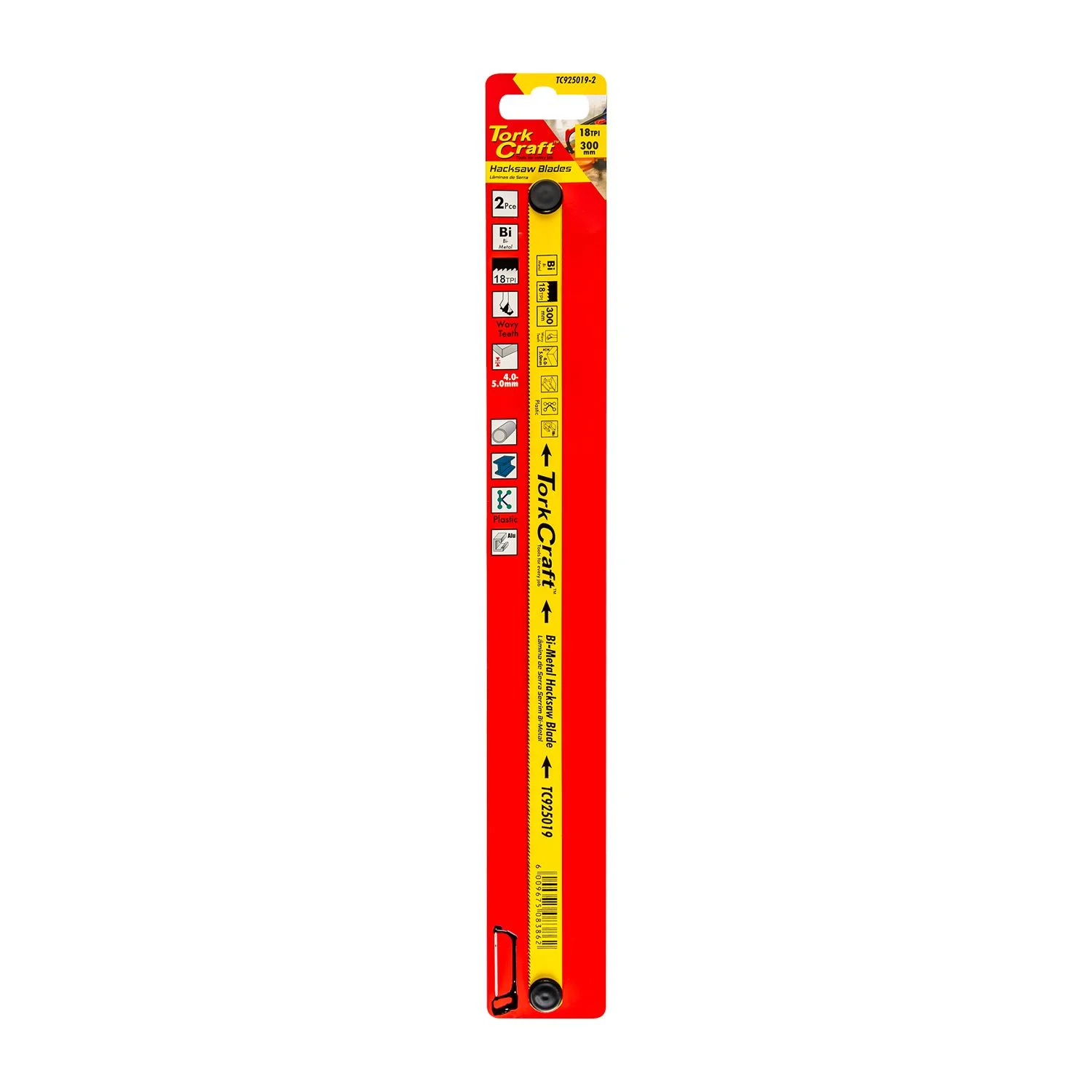 TC925019-2.webp 2PC HACKSAW BLADE BI-METAL 18TX300 HANGING CARD - Image 1