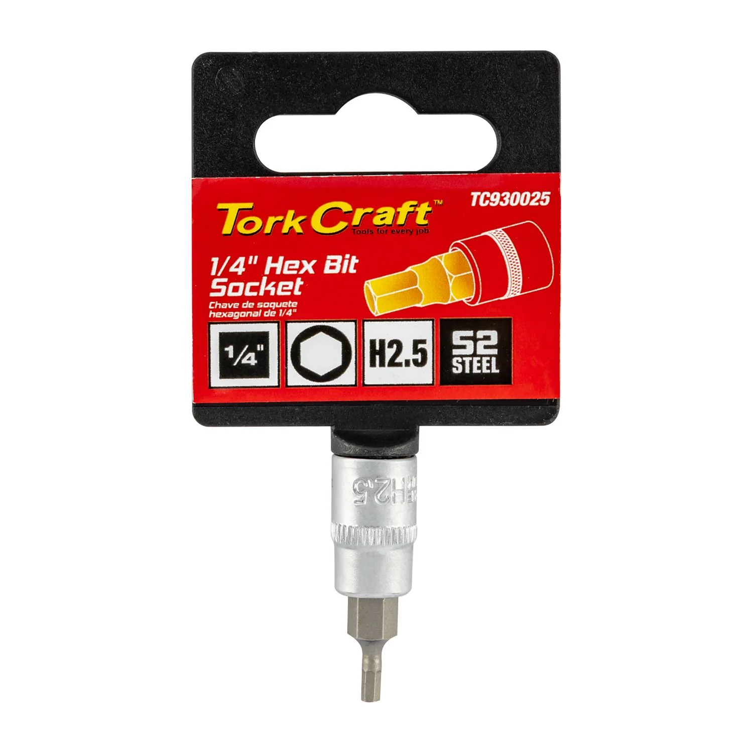 TC930025.webp SOCKET BIT 1/4″DR HEX H2.5 S2 MATERIAL - Image 1