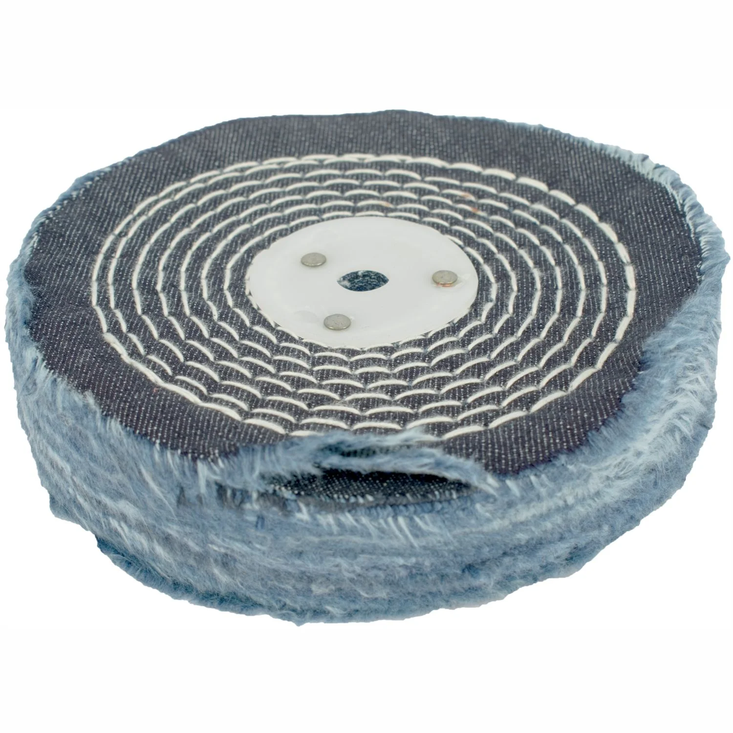 TCBF150-2C.webp COLOUR BUFF/MOP 150MM X 2 SECTION X 30MM THICK 1/2″ HOLE - Image 1