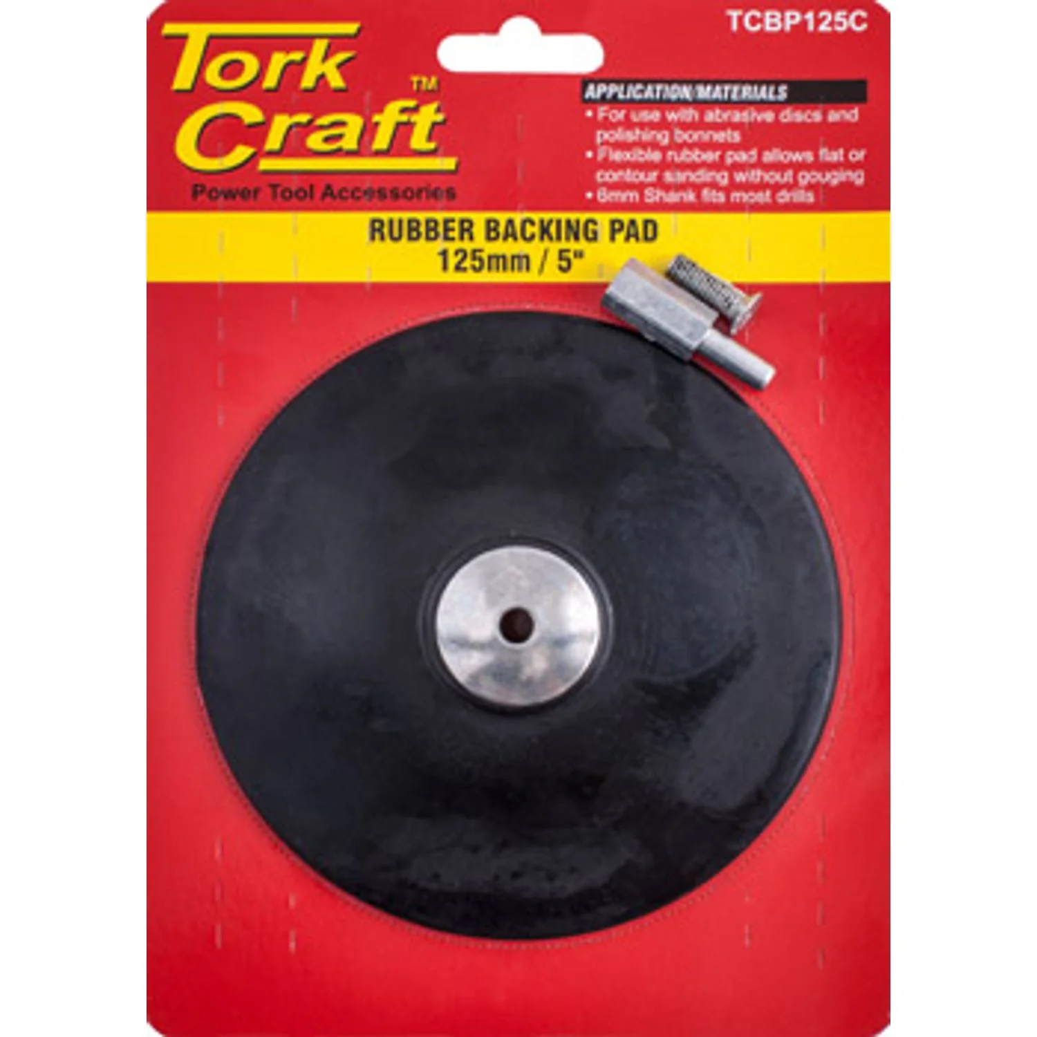 TCBP125C.webp BACKING PAD RUBBER 125MM W/ARBOR - Image 1