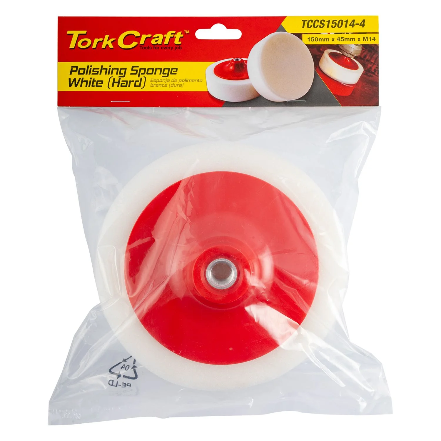 TCCS15014-4.webp COMPOUNDING SPONGE 150MM X M14 WHITE HARD FOAM PAD - Image 1