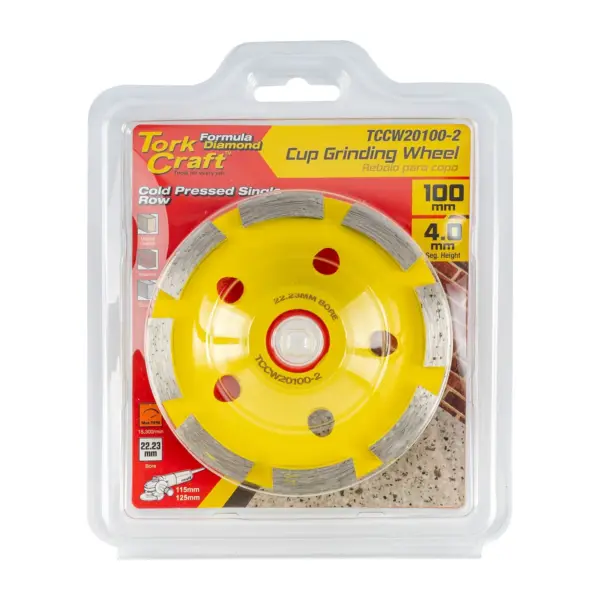 DIA. CUP WHEEL 100MM X 22.23MM SINGLE ROW COLD PRESSED ECONOMY