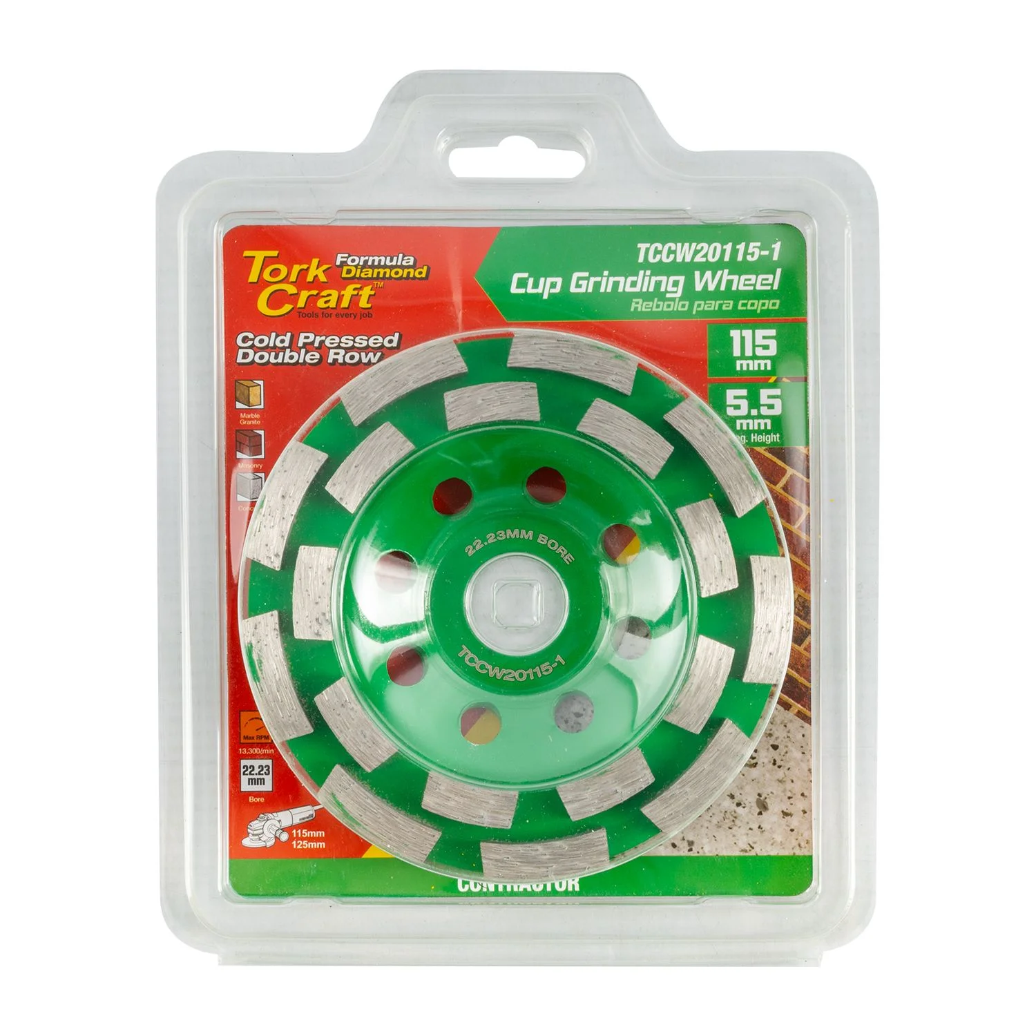 TCCW20115-1.webp DIA. CUP WHEEL 115MM X 22.23MM DBL ROW COLD PRESSED CONTRACTOR - Image 1
