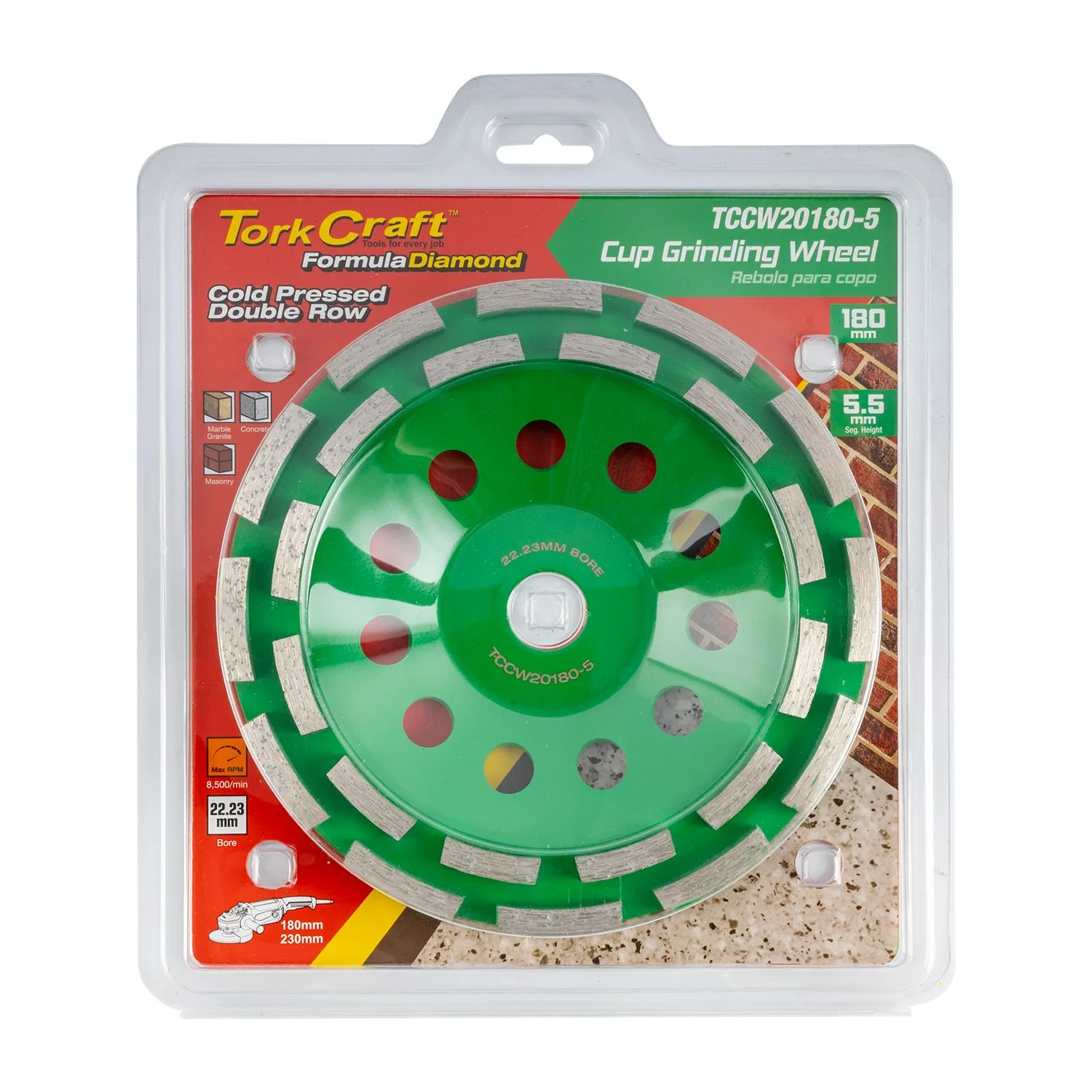 TCCW20180-5.webp DIA. CUP WHEEL 180MM X 22.23MM DBL ROW COLD PRESSED CONTRACTOR - Image 1