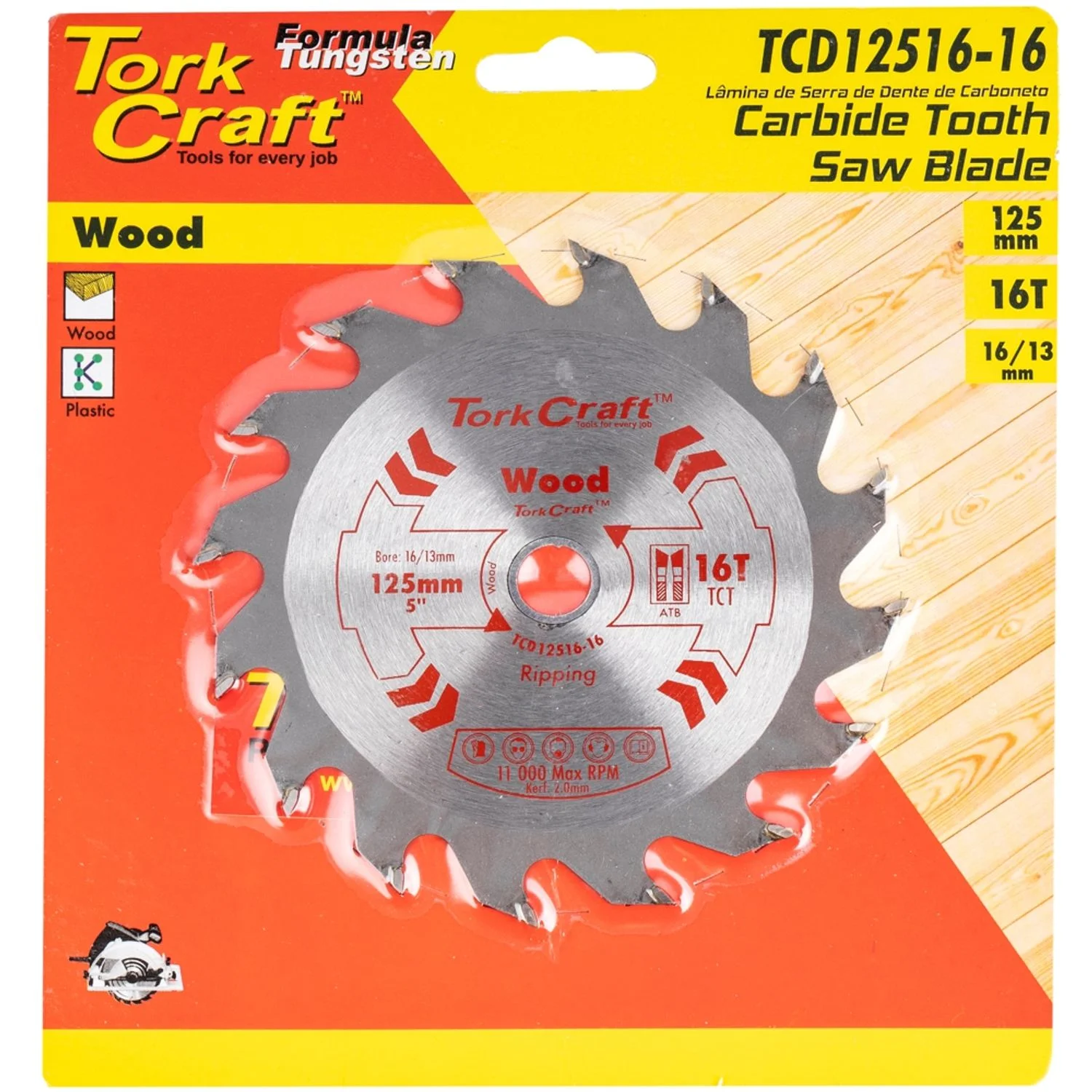 TCD12516-16.webp BLADE TCT 125 X 16T 16/13 GENERAL PURPOSE WOOD - Image 1