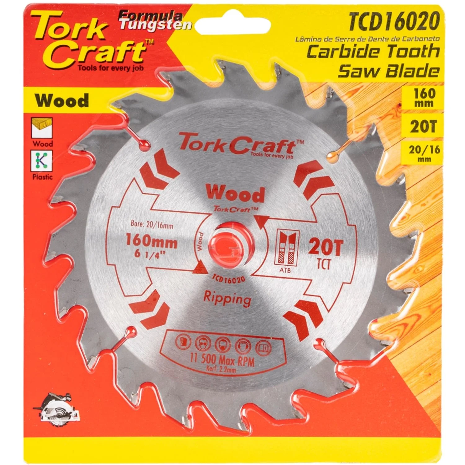 TCD16020.webp BLADE TCT 160 X 20T 20/16 GENERAL PURPOSE RIP WOOD - Image 1