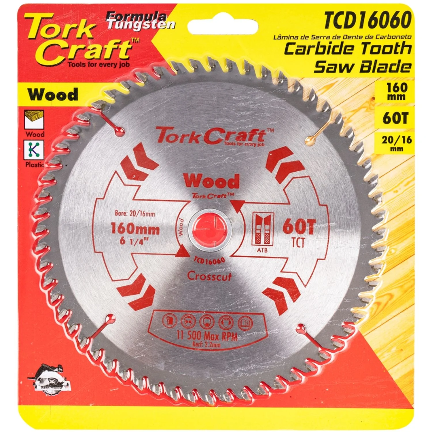 TCD16060.webp BLADE TCT 160 X 60T 20/16 GENERAL PURPOSE CROSS CUT - Image 1