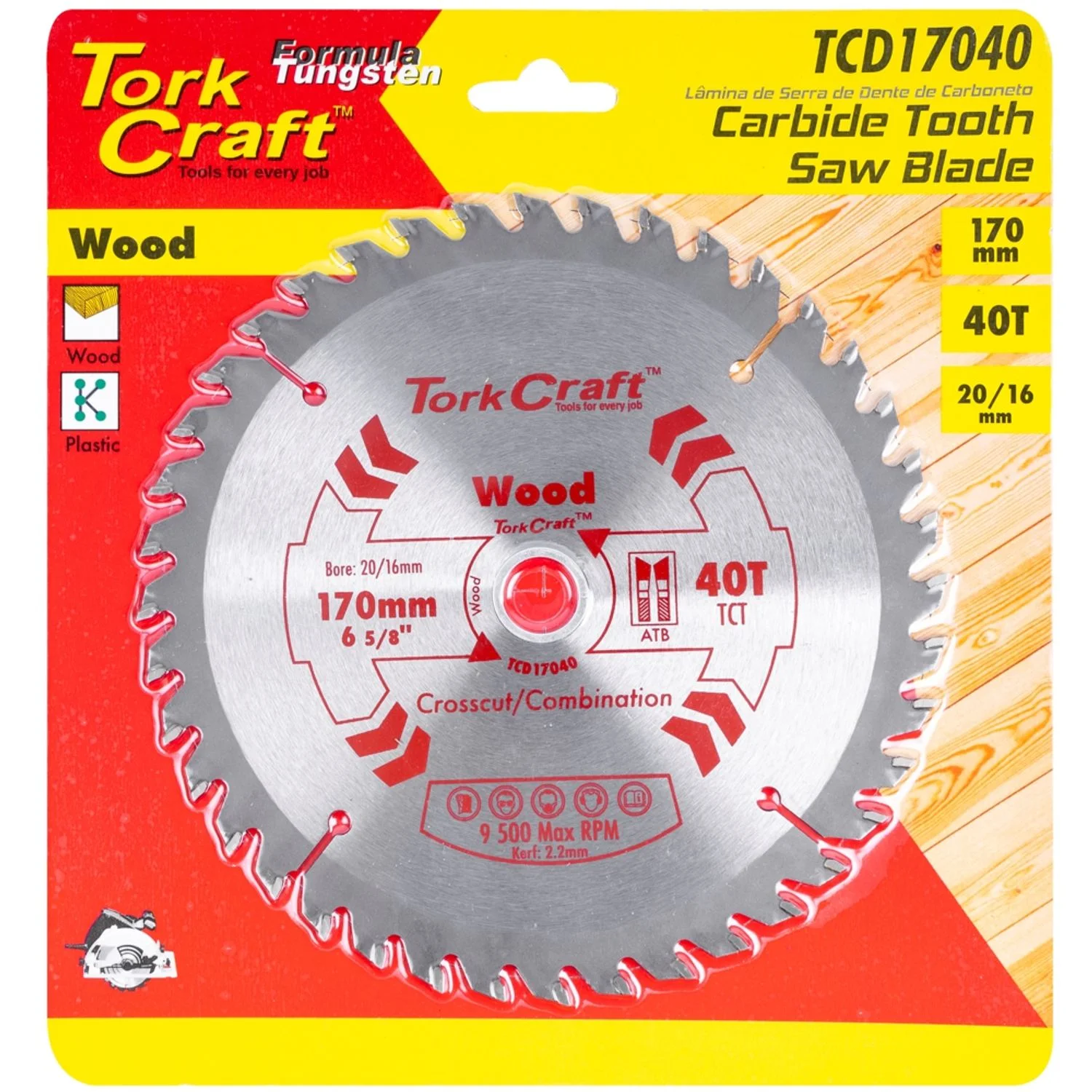 TCD17040.webp BLADE TCT 170 X 40T 20-16MM GENERAL PURPOSE COMBINATION - Image 1