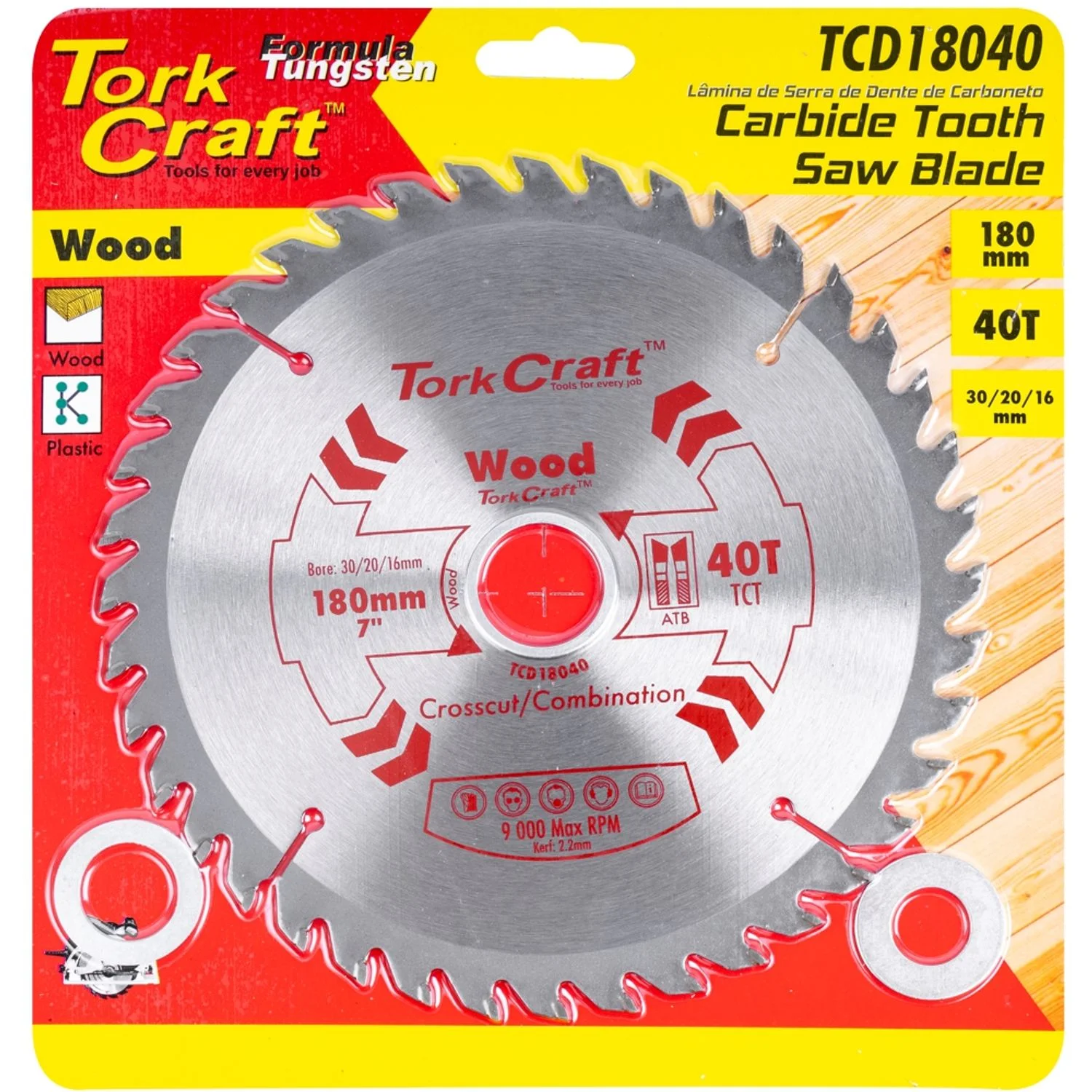 TCD18040.webp BLADE TCT 180 X 40T 30/20/16 GENERAL PURPOSE COMBINATION - Image 1