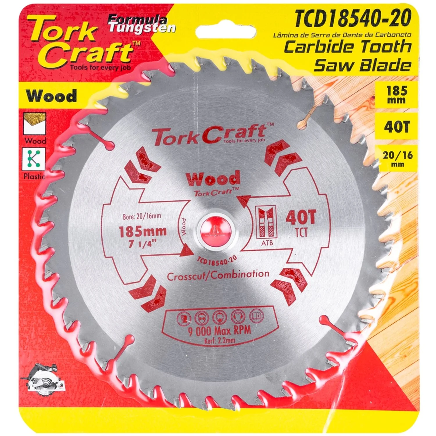 TCD18540-20.webp BLADE TCT 185 X 40T 20/16 GENERAL PURPOSE COMBINATION - Image 1