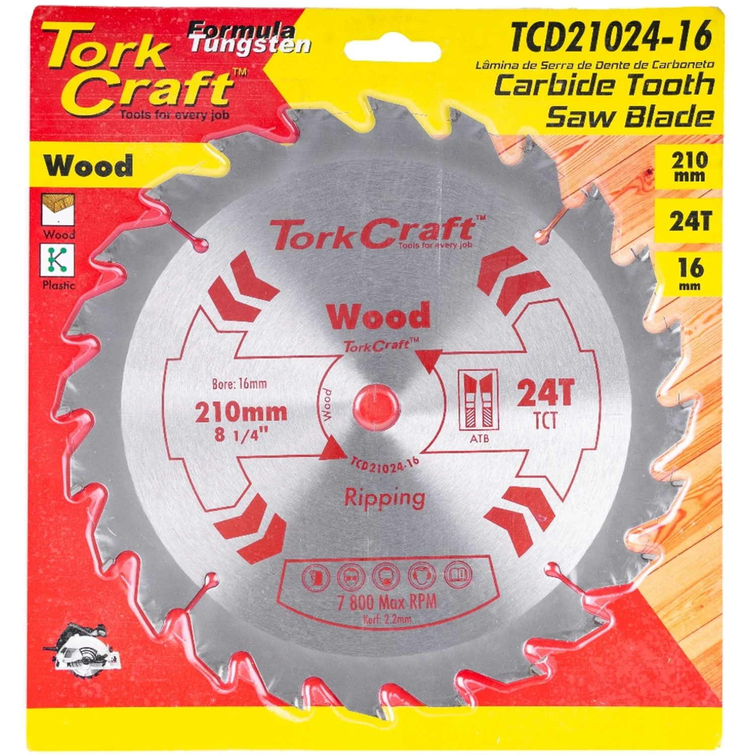TCD21024-16.webp BLADE TCT 210 X 24T 16MM GENERAL PURPOSE RIP - Image 1