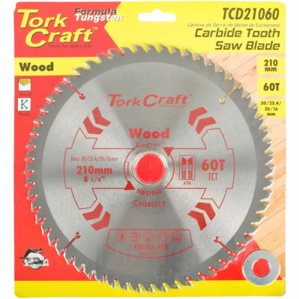 BLADE TCT 210 X 60T 30/1/20/16 GENERAL PURPOSE CROSS CUT