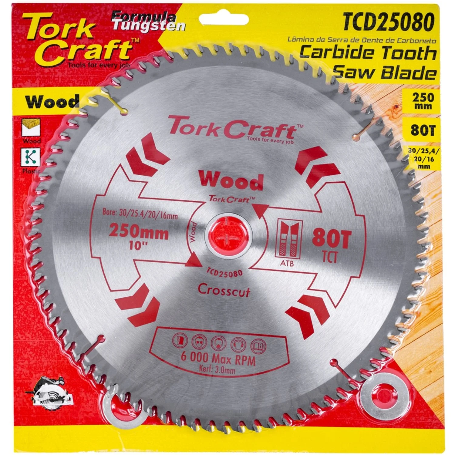 TCD25080.webp BLADE TCT 250 X 80T 30/1/20/1 GENERAL PURPOSE CROSS CUT SMOOTH - Image 1