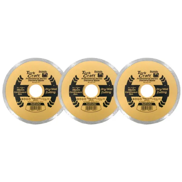 DIAMOND BLADE 115MM CONT.RIM PROFESIONAL BULK 3 PACK SHRINK